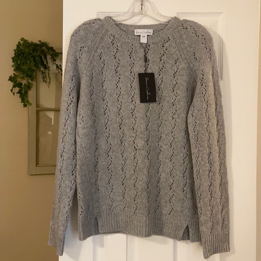 NWT. 100% Cashmere. Gray crew neck sweater.